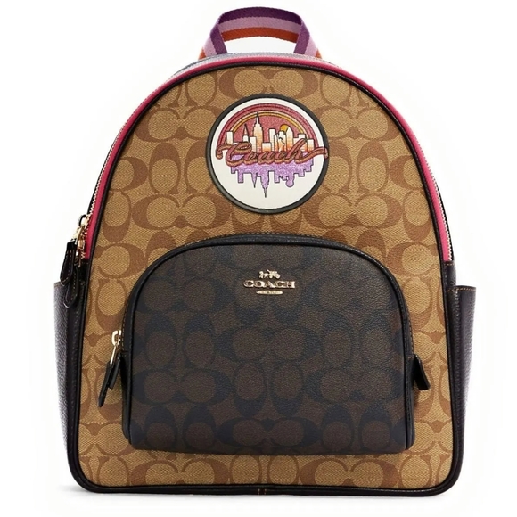 Coach Signature Colorblock Court Backpack with Souvenir Patch - Picture 16 of 16